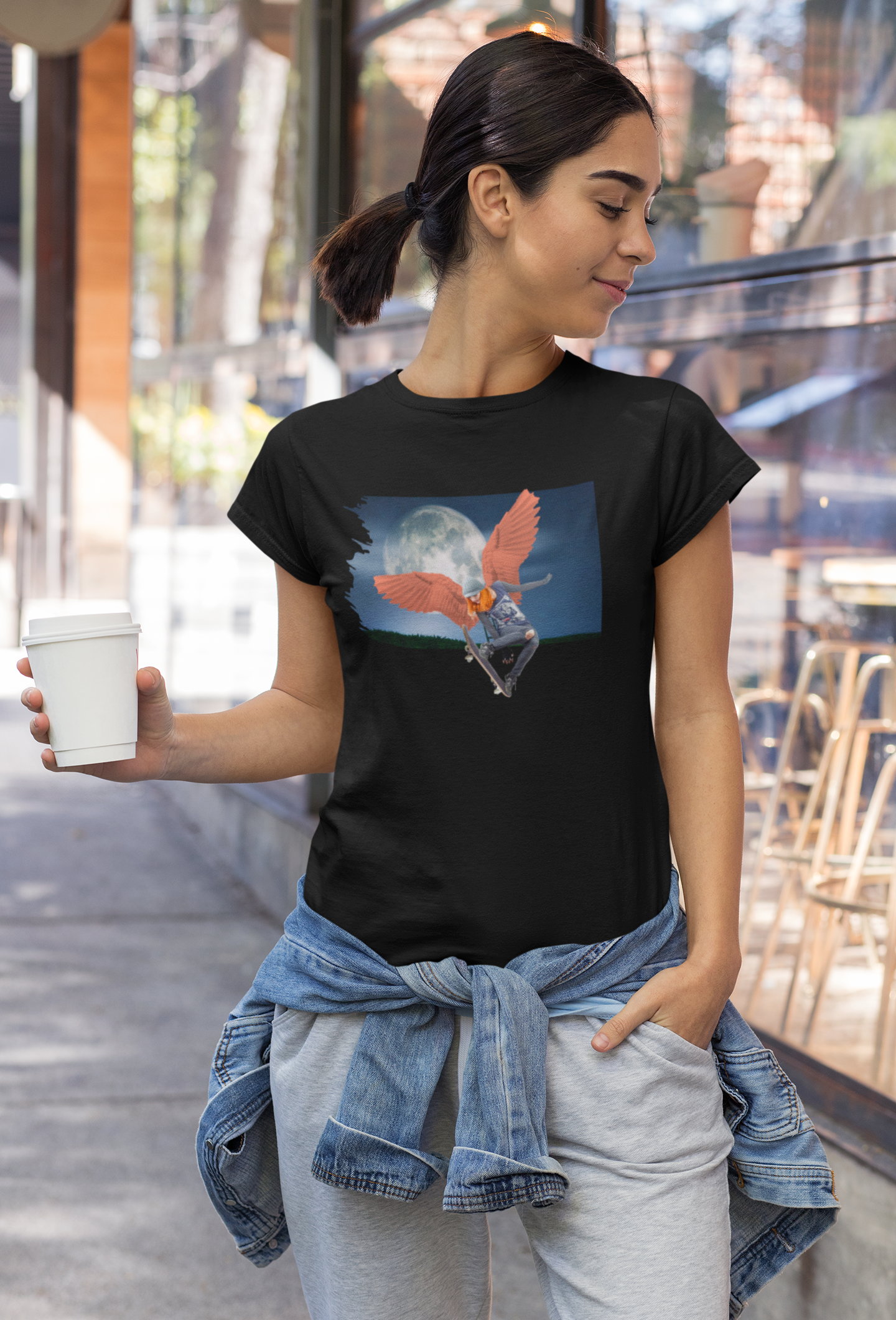 Angel Girl Skateboarding Tee