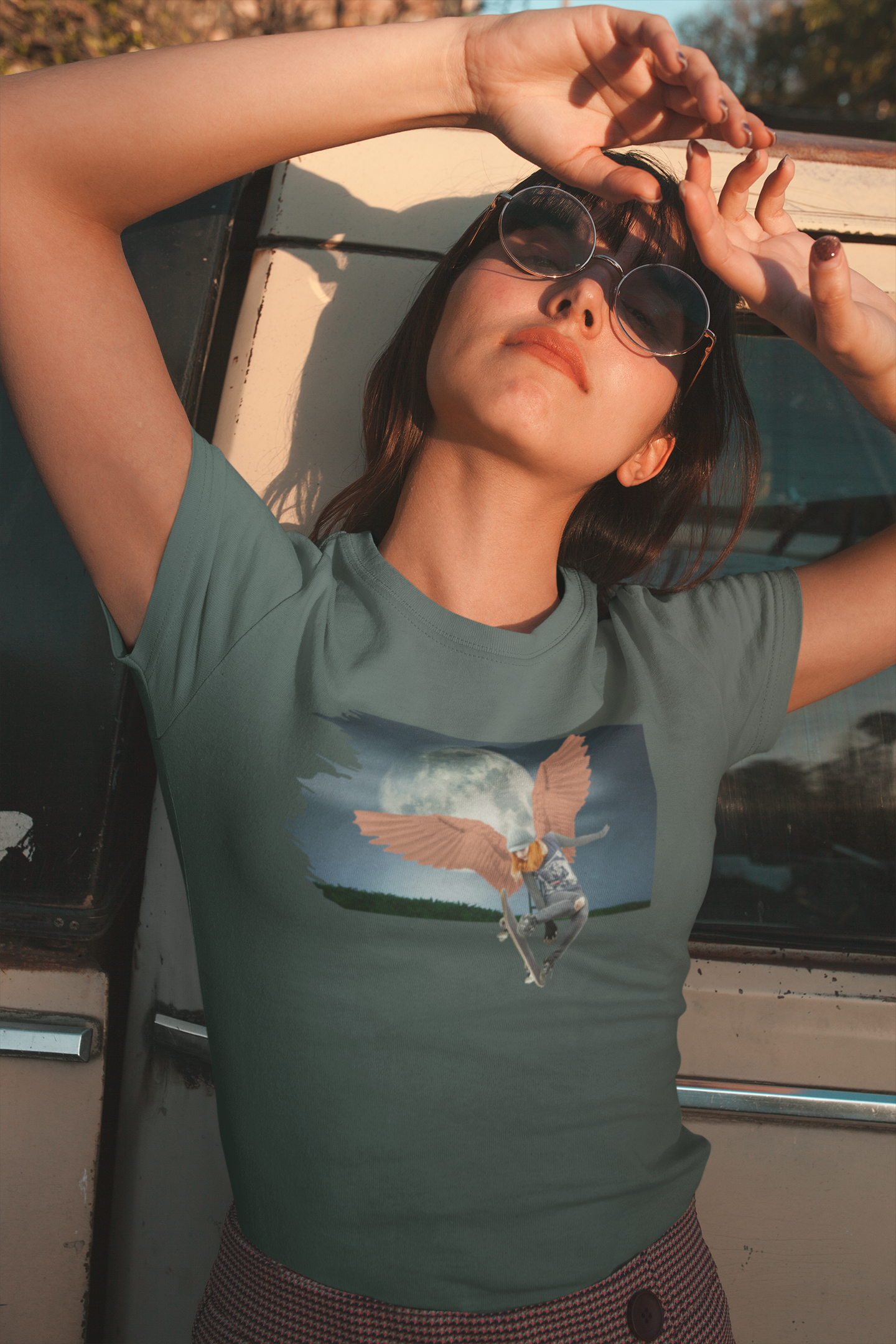 Angel Girl Skateboarding Tee