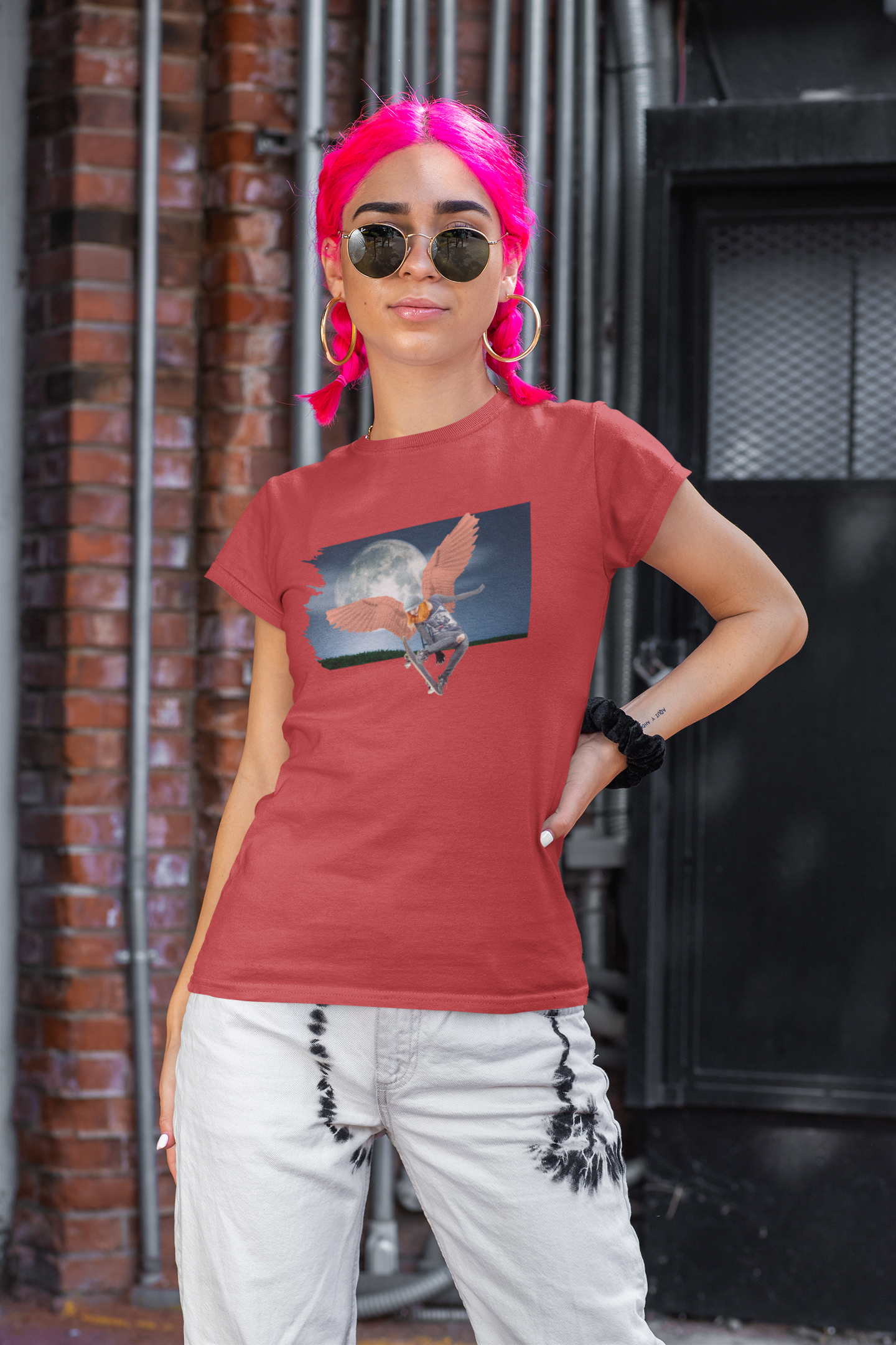 Angel Girl Skateboarding Tee